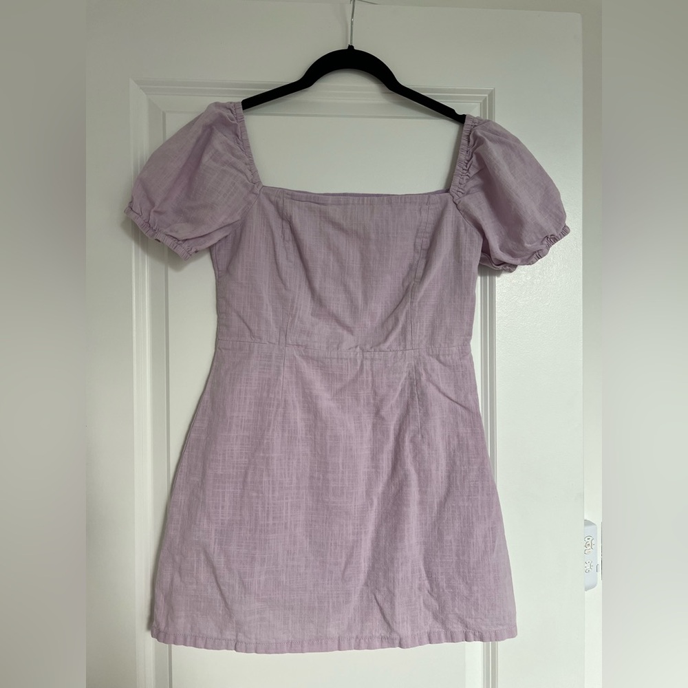 Lavender Puff Sleeve Mini Dress